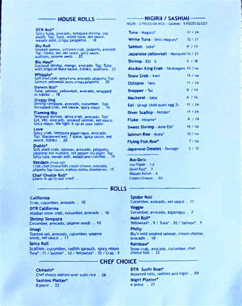 blu dtr|Blu DTR Menu and Reviews